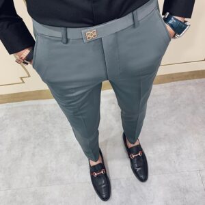 Pantalones ajustados informales para hombre, ropa de calle, traje, pantalones de oficina de alta calidad que combinan con todo, hasta el tobillo, primavera 2022