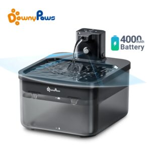 DownyPaws-fuente de agua inalámbrica para gatos, dispensador automático de agua para mascotas con Sensor de movimiento, funciona con pilas, 2,5l