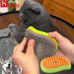 Cepillo de vapor eléctrico para gatos, PULVERIZADOR DE AGUA, peine para mascotas, depilación de silicona suave, cepillo para el pelo de baño, SUMINISTROS DE ASEO