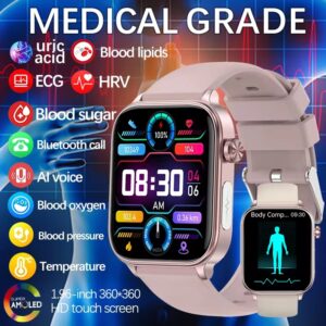 Reloj inteligente de grado médico para mujer, Detector de glucosa en sangre y ácido úrico, IA, rastreador de salud Menstrual, novedad de 2024