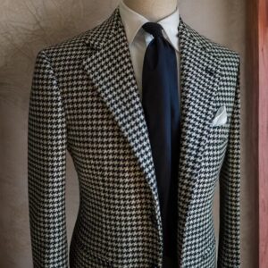 Chaqueta de negocios de pata de gallo para hombre, traje de solapa con muescas a cuadros, abrigo Formal a la moda, 2023