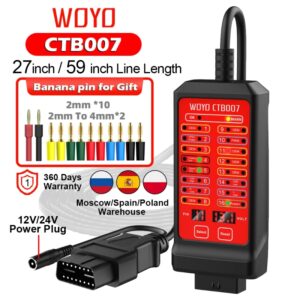 WOYO OBD2 diagnosis herramientas para coche multimarca, probador de voltaje Digital de 16 Pines, caja de ruptura OBD con cable de extensión OBDII de 29,5 inch/59 inch, CTB007 CAN herramientas taller mecánico automotri