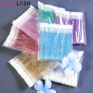 Okaylash-cepillos de limpieza desechables con purpurina para extensión de pestañas, microaplicador de brillo de labios, limpiador brillante, herramientas de maquillaje