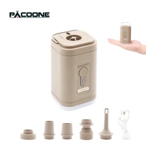 PACOONE-bomba de inflado inalámbrica, Mini compresor de aire portátil para exteriores, cojín de aire, cama, anillo de natación, bomba de aire multifunción
