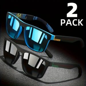 Gafas de sol polarizadas cuadradas antideslumbrantes, 2 piezas, para verano, fiesta, vacaciones, viaje, conducción, pesca