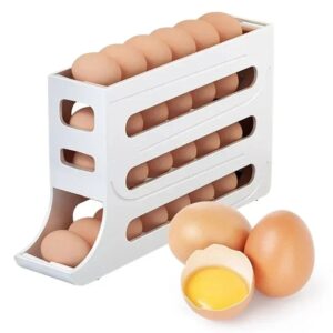 Caja de almacenamiento de huevos de 4 niveles, organizador para refrigerador, soporte para huevos rodantes, contenedor de almacenamiento de alimentos