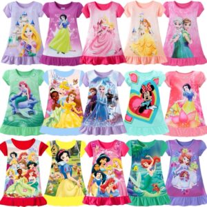Vestido de sirena Anna y Elsa para niña, ropa de dormir de dibujos animados, pijama de manga corta, ropa familiar