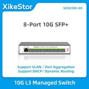 Conmutador de red gestionado L3, 8 puertos SFP + de 10 Gigabit, compatible con DHCP y enrutamiento dinámico, División VLAN y agregado de puertos