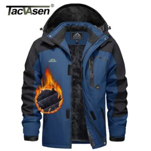 TACVASEN-chaquetas de senderismo de forro polar para hombre, chaquetas de esquí de Snowboard impermeables, chaqueta con capucha extraíble, abrigos de lluvia, Parka, prendas de vestir de invierno