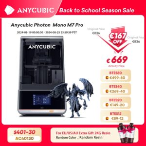ANYCUBIC Photon Mono M7 Pro MSLA-impresora 3D Mono de 14K, máquina de impresión de resina LCD de 10,1 pulgadas, velocidad de impresión de hasta 170 mm/h, tamaño de impresión de 223x126x230mm