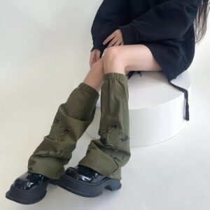 Calentadores de pierna decorativos de estrella para mujer, puños de bota de lona, cubierta de pie estilo Cargo y2k
