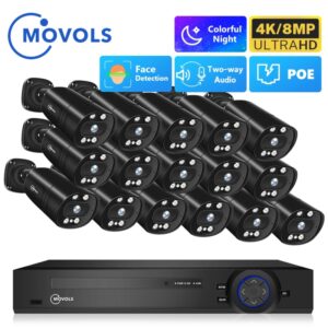 Movols-sistema de cámaras de seguridad, Kit de videovigilancia 4K, 16 canales, XMEYE, POE, 5MP, 8MP, Audio bidireccional, CCTV, AI, P2P