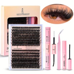 Kit de extensión de pestañas, conjunto de pestañas individuales de 280 piezas, 9-16mm, mezcla 40D50D60D80D, con unión, sello y removedor