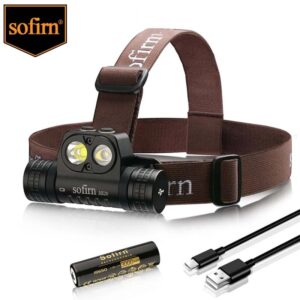 Sofirn-faro delantero LED HS20 de 2700lm, recargable por USB C, potente faro con foco y reflector, indicador de interruptor Dual, 18650