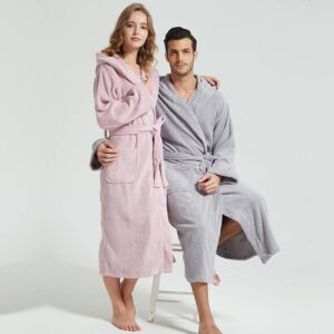 Bata de algodón con capucha para hombre, 100% gruesa y cálida de lana, vestidos de baño largos de algodón para dama de honor, Hotel y Spa