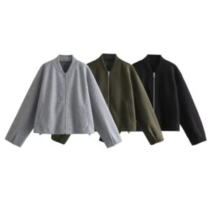 UNIZERA-Chaqueta suave con cuello levantado para mujer, abrigo informal, holgado, versátil, a la moda, novedad de otoño e invierno, 2023