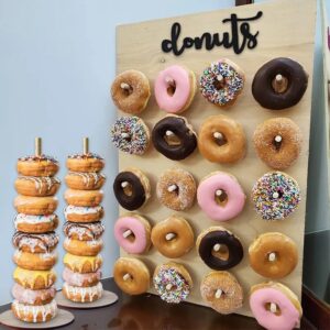 Soporte de donuts de madera para decoración de boda, soporte de mesa de donuts de postre de pared, suministros de boda, fiesta de cumpleaños para niños, Baby Shower