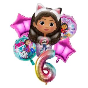 Gabby casa de muñecas Globos metálicos de dibujos animados para niñas, suministros de decoración para fiesta de cumpleaños, Baby Shower