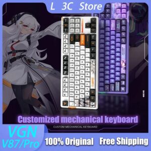 VGN-Teclado mecánico para juegos V87 Pro, periférico con trimodo, inalámbrico, USB, RGB dinámico, ergonómico, para PC, Win, Mac, n-key, Rollover, personalizado, regalo