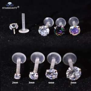 Bioplast-Piercing de labio de arcoíris transparente, 16G, 6/8mm, acrílico Flexible, Monore, Labret, cartílago de oreja, Tragus, joyería corporal, 1 unidad