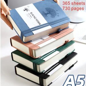 Cuaderno de registro de la Biblia en blanco grueso, cuaderno de cuero PU, 365 páginas, grueso, minutos de reunión de negocios, suministros de papelería