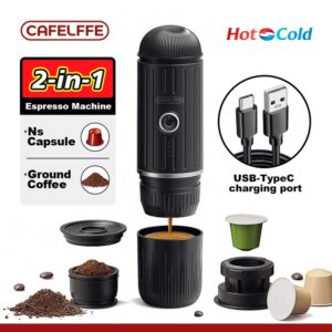 Cafelffe-cafetera eléctrica portátil para coche, máquina de café eléctrica inalámbrica, compatible con cápsula Nespresso y cafetera en polvo, Prensa Francesa