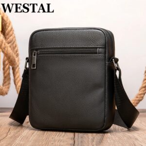 WESTAL-Bolso de hombro de piel auténtica para hombre, bandolera con solapa, 7362