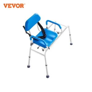 VEVOR - Banco de transferencia deslizante para bañera con asiento giratorio de 360 grados, silla de ducha deslizante con reposabrazos giratorio y asiento acolchado y cinturón de seguridad, silla de baño de altura ajust