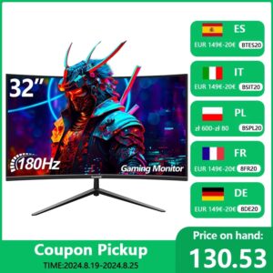 Gawfolk-Monitor curvo para videojuegos, computadora de 1500R, 180Hz, Full HD, 1080P, 1500R, Bildschirm, para PC, 32 Zoll