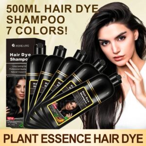 FENKANG-champú de tinte para el cabello 3 en 1 para hombres y mujeres, tinte para el cabello negro Natural que cubre el cabello, de 7 colores componentes herbales, 100ml/500ml
