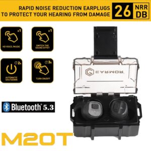 Earmor-auriculares tácticos M20T con Bluetooth, dispositivo electrónico antiruido, cancelación de ruido, protección auditiva, NRR26db