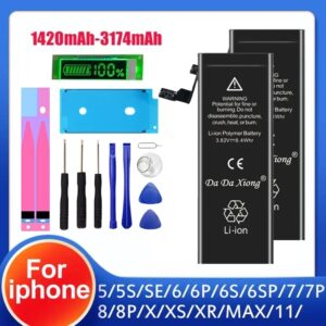 DaDaXiong-Batería de repuesto para iPhone, pila para iPhone 7Plus 6 6S 5S 7 8 SE Plus X Xs 11 Pro Max 4 4S 5 y SE2
