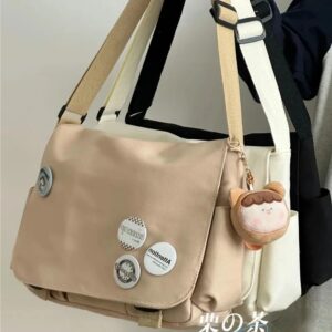 Collage de bolsos escolares para estudiantes, bolsos cruzados Unisex, bolso de mensajero multibolsillos, bolso de hombro de nailon Simple