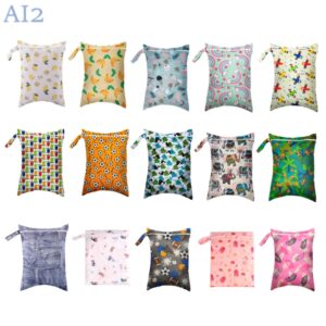 Bolsa seca y húmeda de gran capacidad para bebé, bolsa impermeable con estampado de dibujos animados, bolso de mano para cochecito al aire libre, paquete de almacenamiento para pañales, 30x40cm