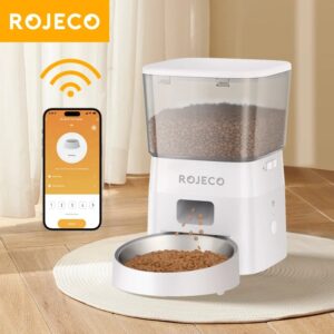 Robeco-comedero automático para gatos, dispensador inteligente de comida para mascotas, WIFI, para comida seca, para perros, Kibble, accesorios de Control remoto, 2L