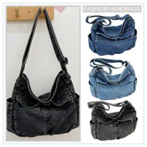 Bolso informal de mezclilla para mujer, bandolera Vintage de gran capacidad con correa ajustable, bolso de mano diario multifunción, bolso Hobo elegante