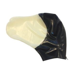 Capucha de látex con bolsa transpirable para hombre y mujer, máscara fetiche de goma, tocado hecho a mano para Halloween, RLM162