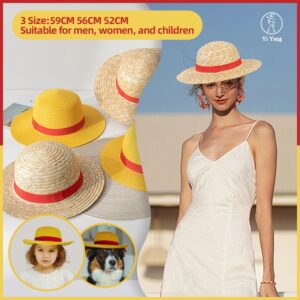 Sombrero de paja Luffy para hombre y mujer, accesorios de Cosplay de dibujos animados de Anime, sombrilla para padres e hijos, 2024