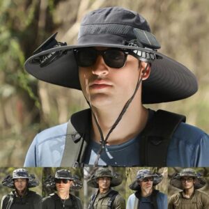 Sombrero de pescador con protección Solar para acampar al aire libre, gorra de carga Solar portátil con ventilador Solar, adecuado para pesca y senderismo