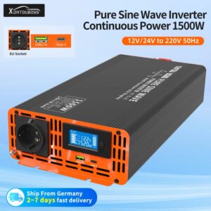 DATOUBoss-convertidor inversor de corriente continua a alterna, fuente de alimentación con enchufe europeo, 12v, 220v, 24V, 50HZ, 1500W