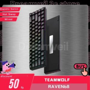 Teamwolf-interruptor magnético Raven68 para Gaming, teclado mecánico con cable de 68 teclas, disparador rápido, intercambio en caliente, Rgb, Fps