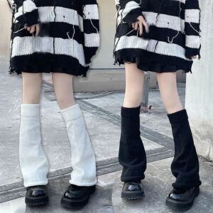 Y2k-Calentadores de piernas para mujer, calcetines largos de punto de Lolita gótica, accesorios góticos esponjosos, calcetines de señora, medias góticas con estilo, Invierno