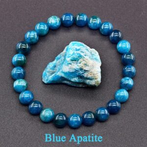 Pulseras originales de cuentas de apatita azul Reiki para hombres y mujeres, piedra Natural, circulación sanguínea, estimula el apetito, joyería para el cuidado de la salud