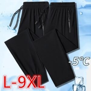 Pantalones informales para hombre, pantalón de chándal deportivo holgado de talla grande 9XL, 100-150kg, cintura elástica, para correr y gimnasio