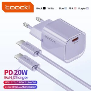 Toocki-cargador de teléfono tipo C GaN PD QC 3,0, carga rápida USB tipo C, 20W, para iPhone 15, 14, 13, 12, 11 Pro Max, iPad