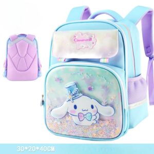 Cinnamoroll mochila escolar para niños, mochila de reducción de carga, protección de la columna vertebral para niñas, estudiante de escuela primaria