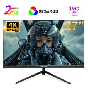 HGFRTEE-Monitor 4K de 27 pulgadas, Ordenador de oficina, 3840 2160 X, 99% SRGB, 10 bits, IPS, pantalla plana, PC para juegos, compatible con HDMI/DP