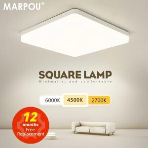 Lámpara de techo Led cuadrada para iluminación de dormitorio, luz de techo para sala de estar, blanco neutro, blanco frío, Blanco cálido, 48W, 36W, 24W, 18W