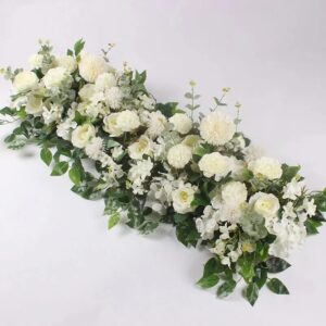 Fila de flores artificiales de lujo, centro de mesa de boda, Fondo de flores, arcos de pared, decoración Floral de escenario de fiesta, Rosa Blanca, 100cm