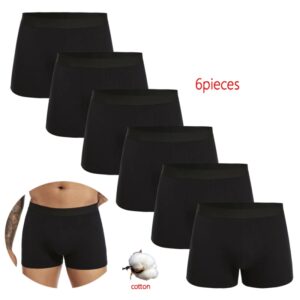 paquete de 6 piezas Calzoncillos bóxer para hombre, ropa interior suave y transpirable, color negro, 2024